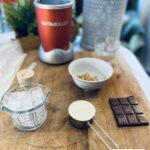 ingredients for keto chocolate peanut butter smoothie