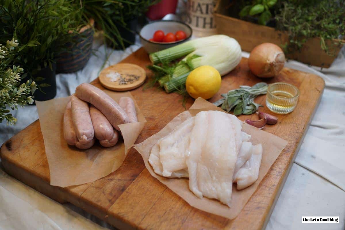 Ingredients for haddock sausage and sage