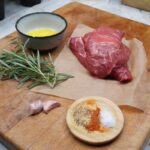 ingredients for a keto beef recipes presented on a chopping board