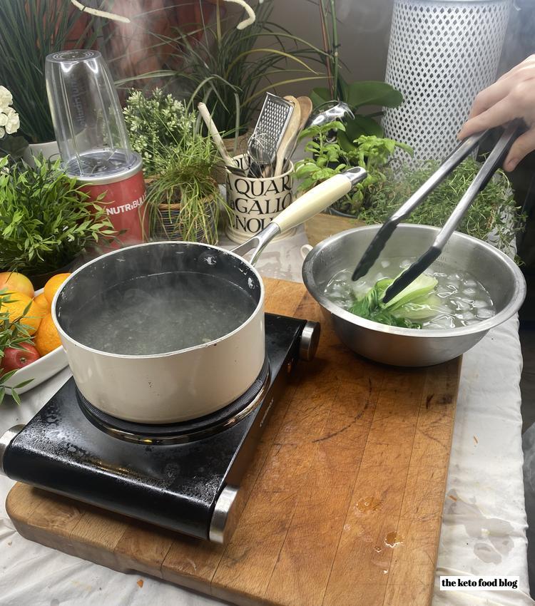 Blanching pak-choi