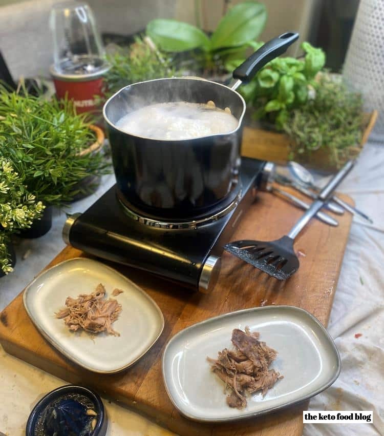 Poaching eggs on a counter top stove